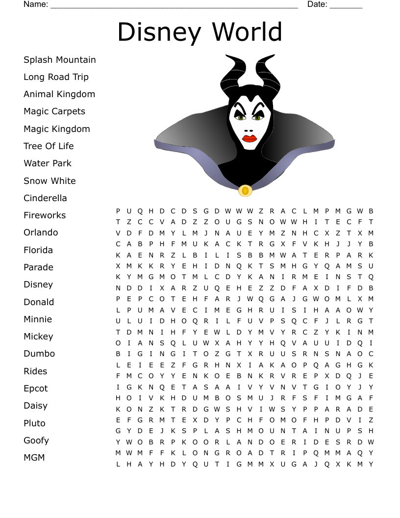 Disney World Word Search WordMint