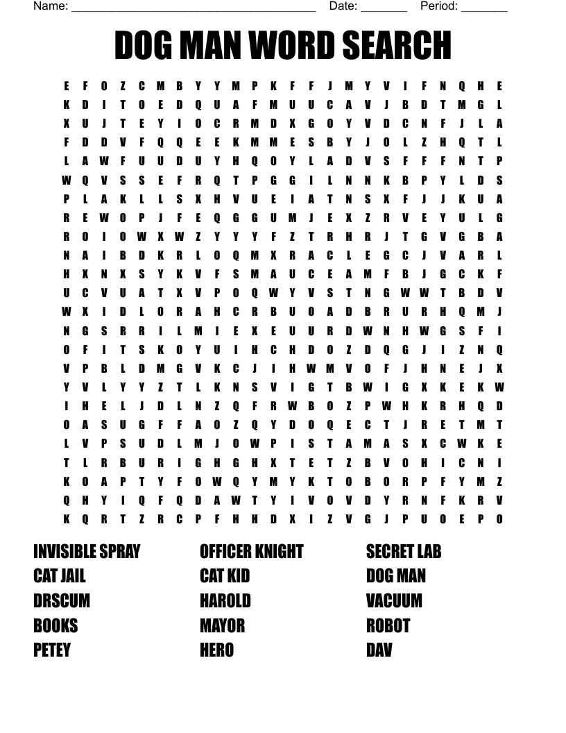 DOG MAN WORD SEARCH WordMint