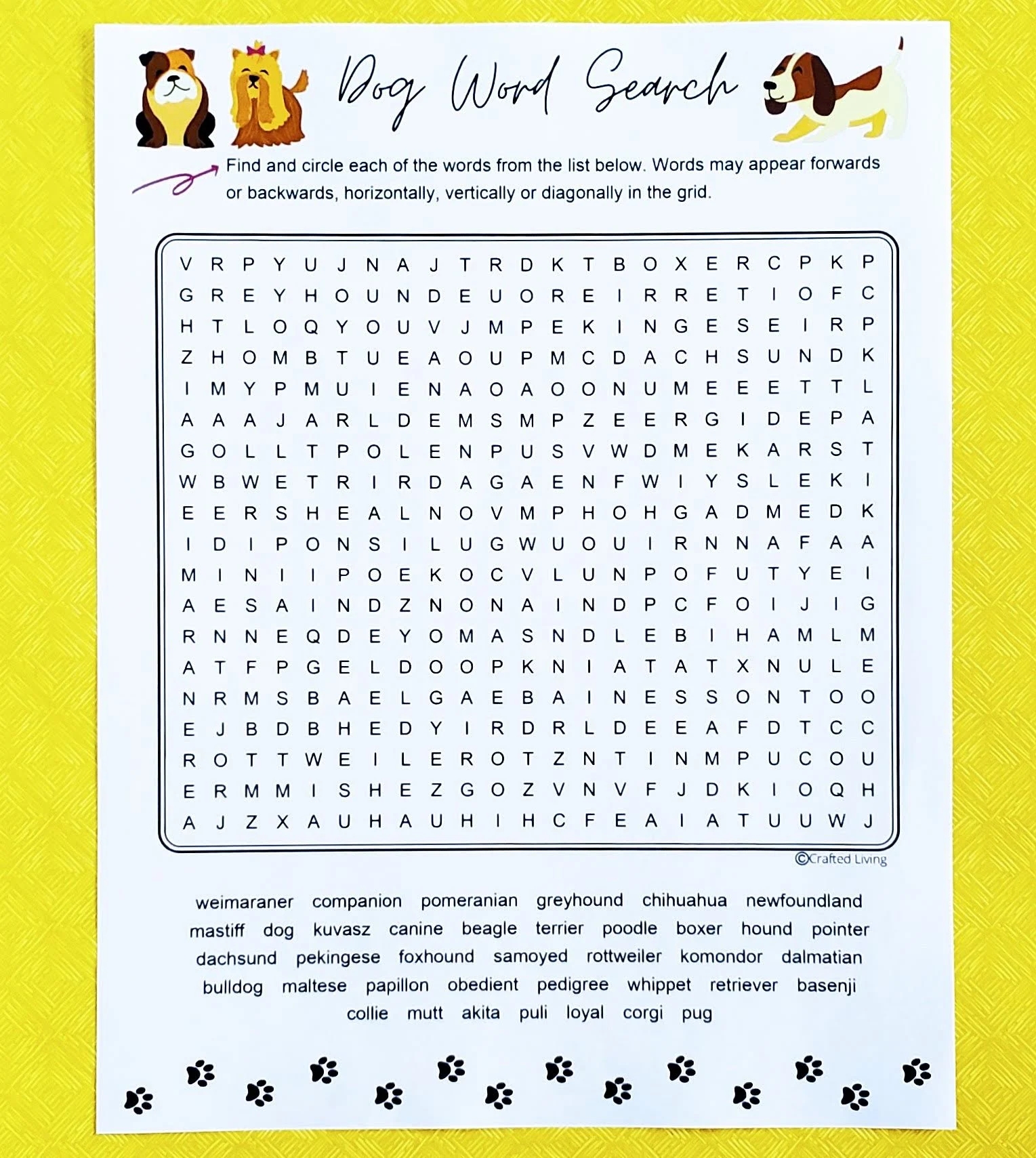 Puppy Word Search Printable