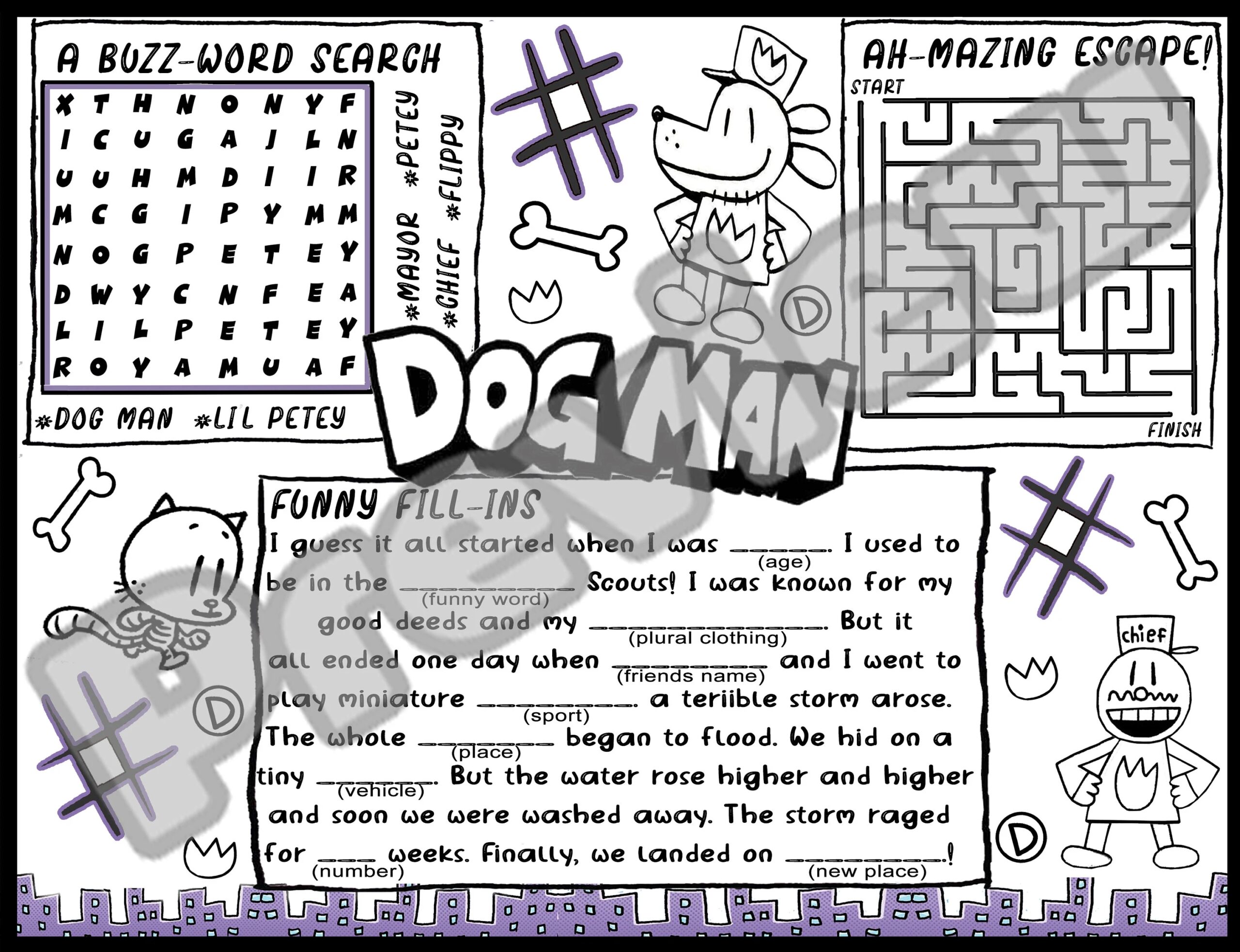 Dog Theme Man Theme Game Sheet Birthday Game Digital Goodie Bag Printable Stocking Stuffer Digital Party Game Etsy