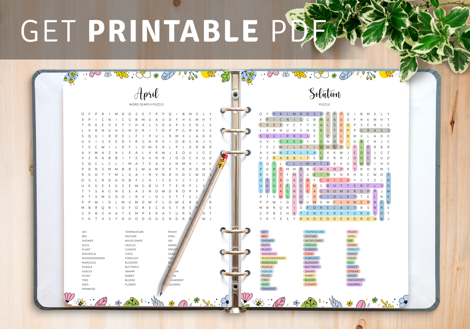 Download Printable April Word Search In PDF