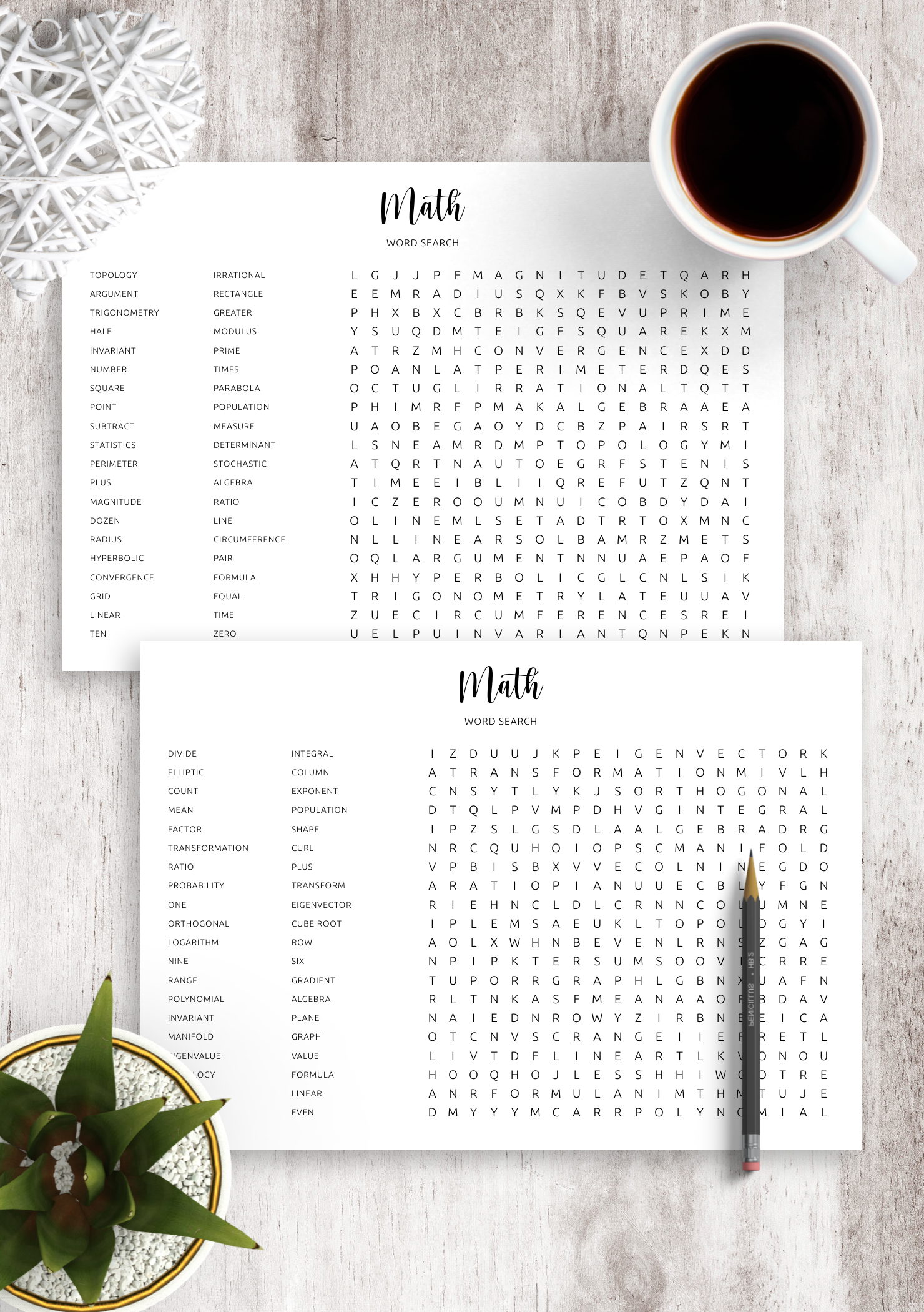 Download Printable Mathematics Word Search In PDF