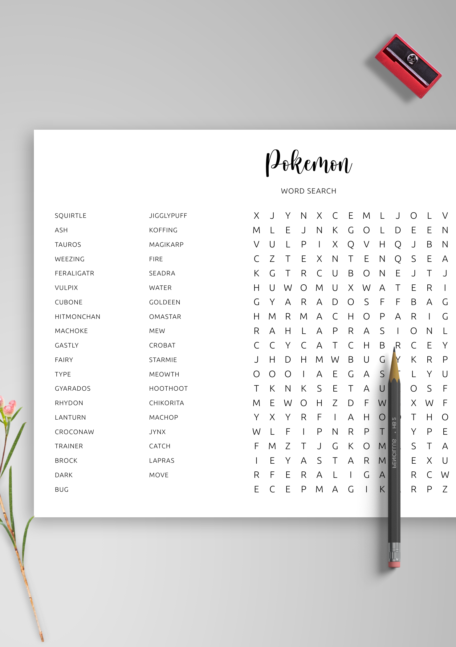 Download Printable Pokemon Word Search In PDF