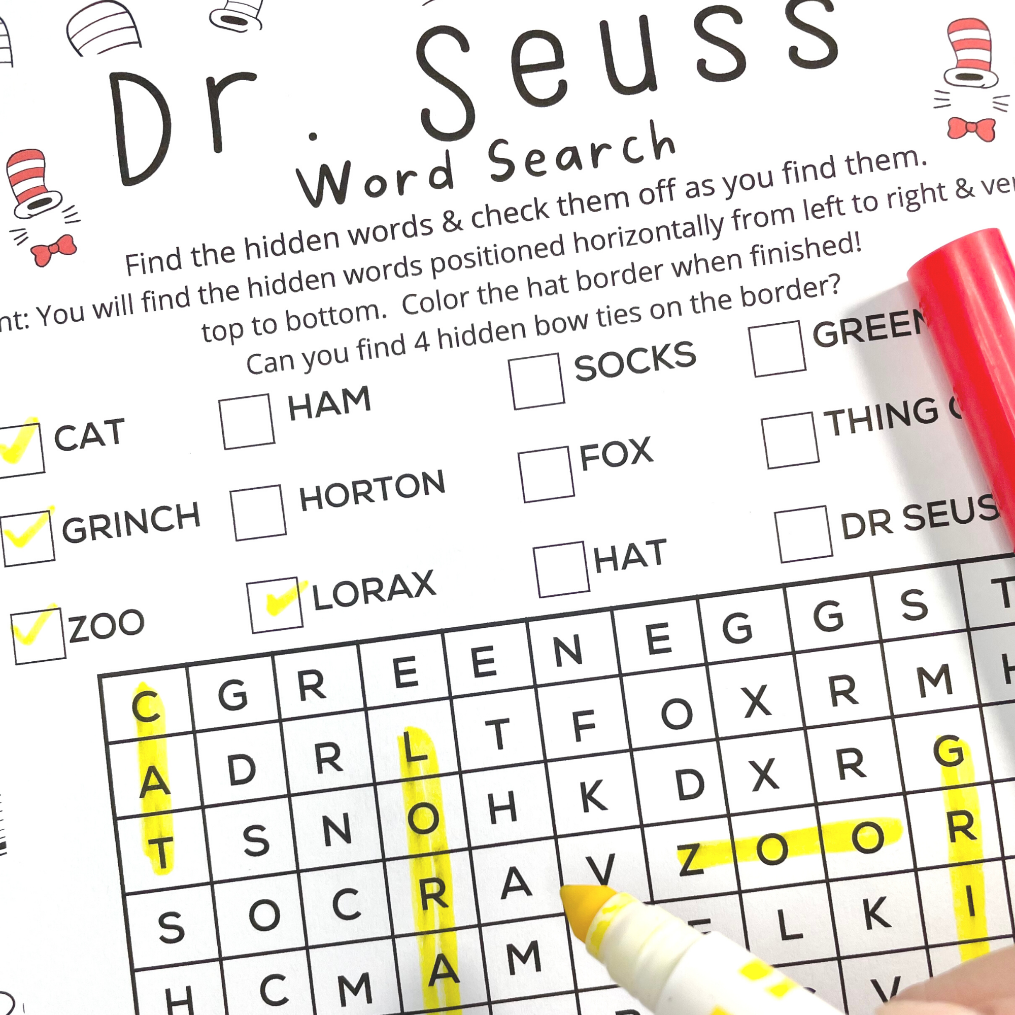 Dr Seuss Word Search U003e From Under A Palm Tree Worksheets Library