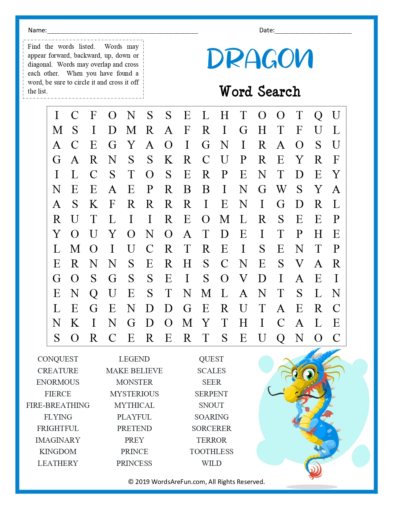 Free Printable Word Searches For Kids