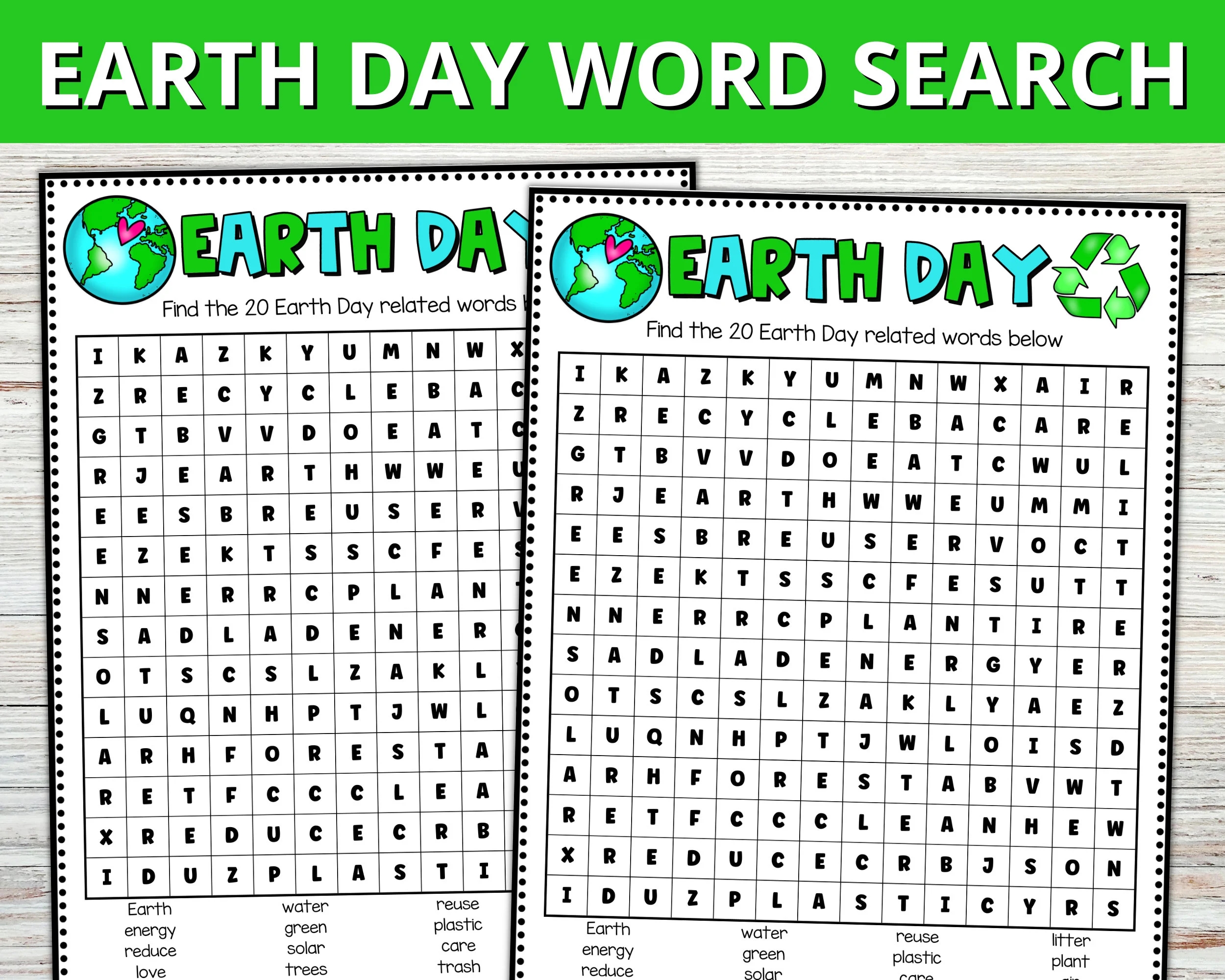 Earth Day Word Search Earth Day Printable Etsy
