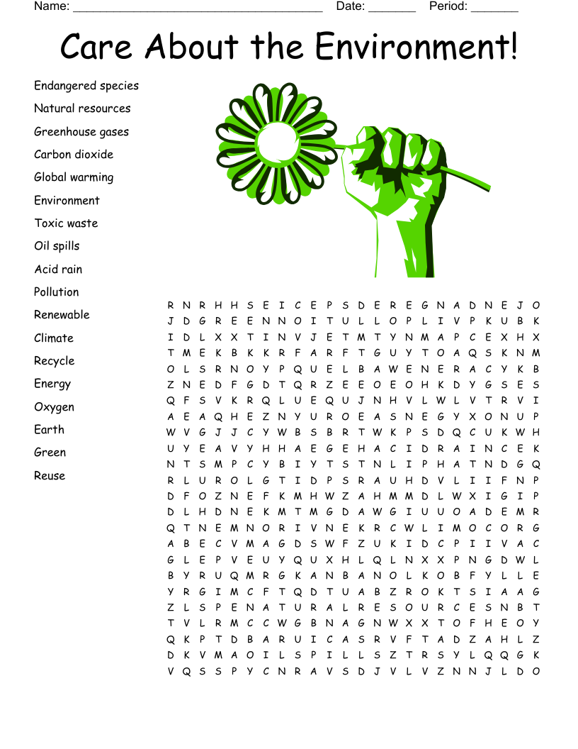 Earth Day Word Search WordMint