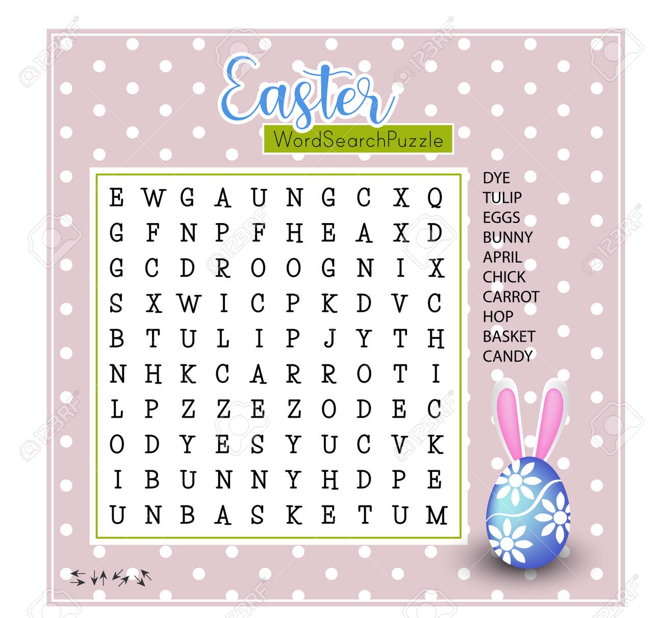 Easter Word Search Puzzle Educational Game For Kids Holiday Crossword Suitable For Social Media Post olorful Worksheet For Learning English Words Royalty Free SVG Cliparts Vectors And Stock Illustration Image 164503645 