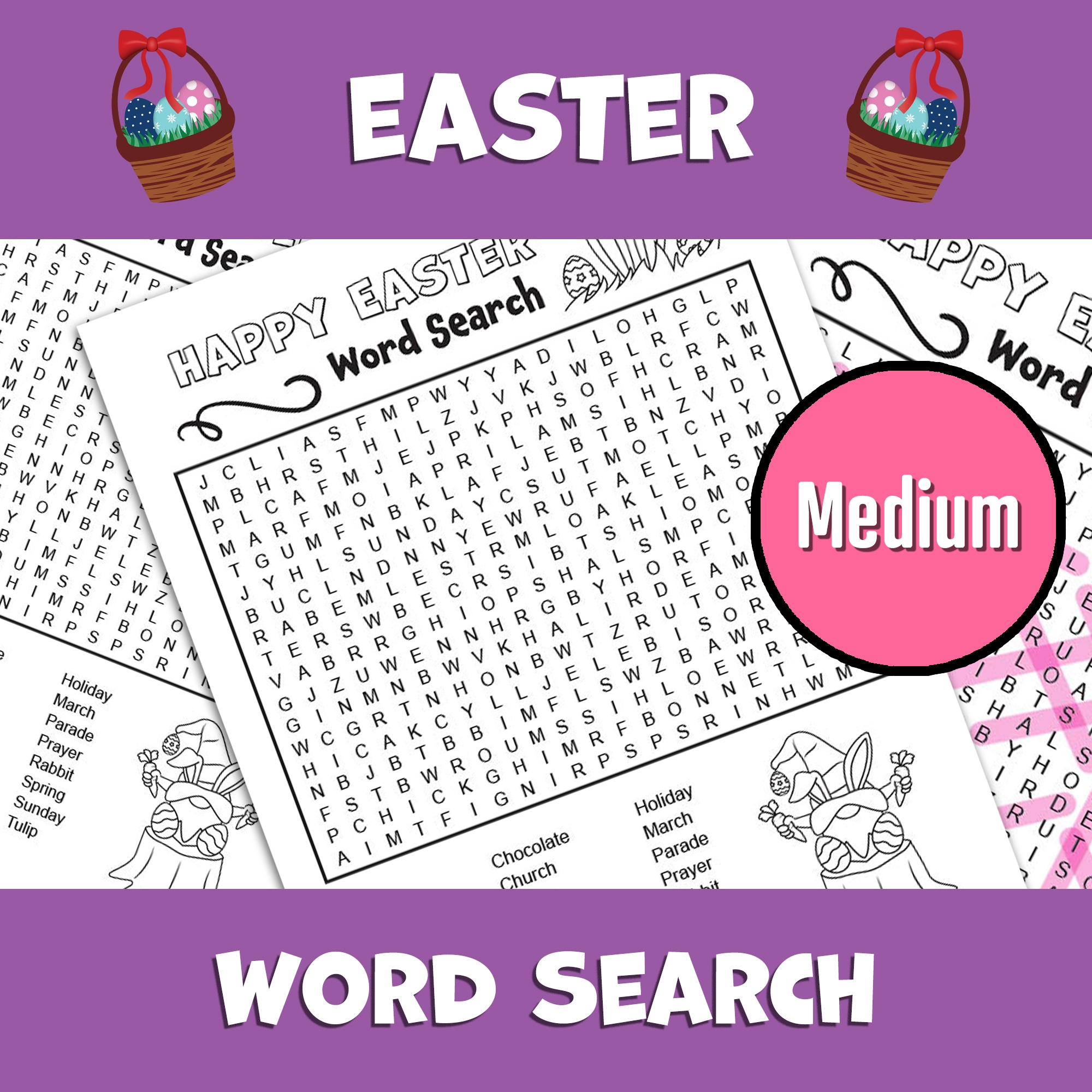 Easter Word Search Puzzle Medium Spring Word Game Activity Word Find Classful