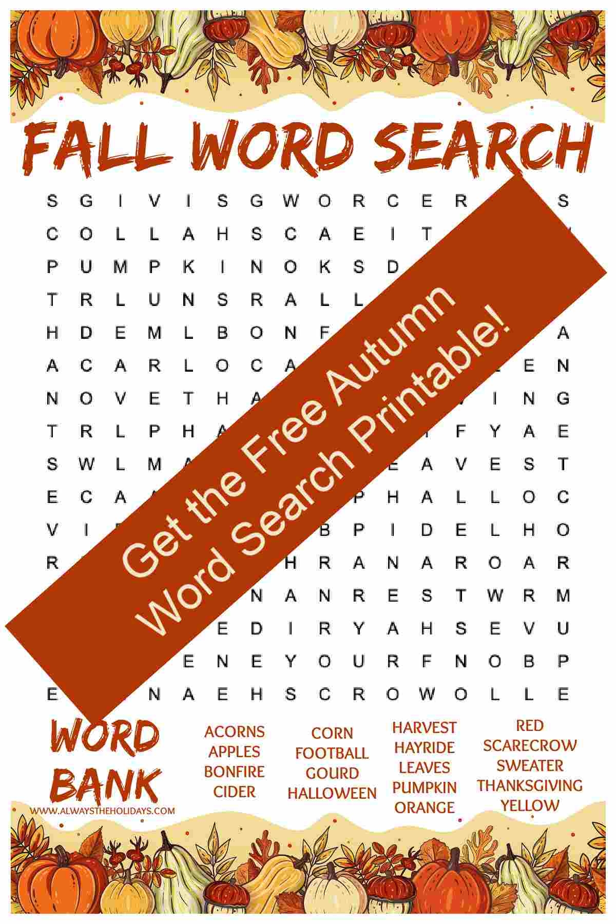 Easy Fall Word Search Printable Free Word Find With Answers