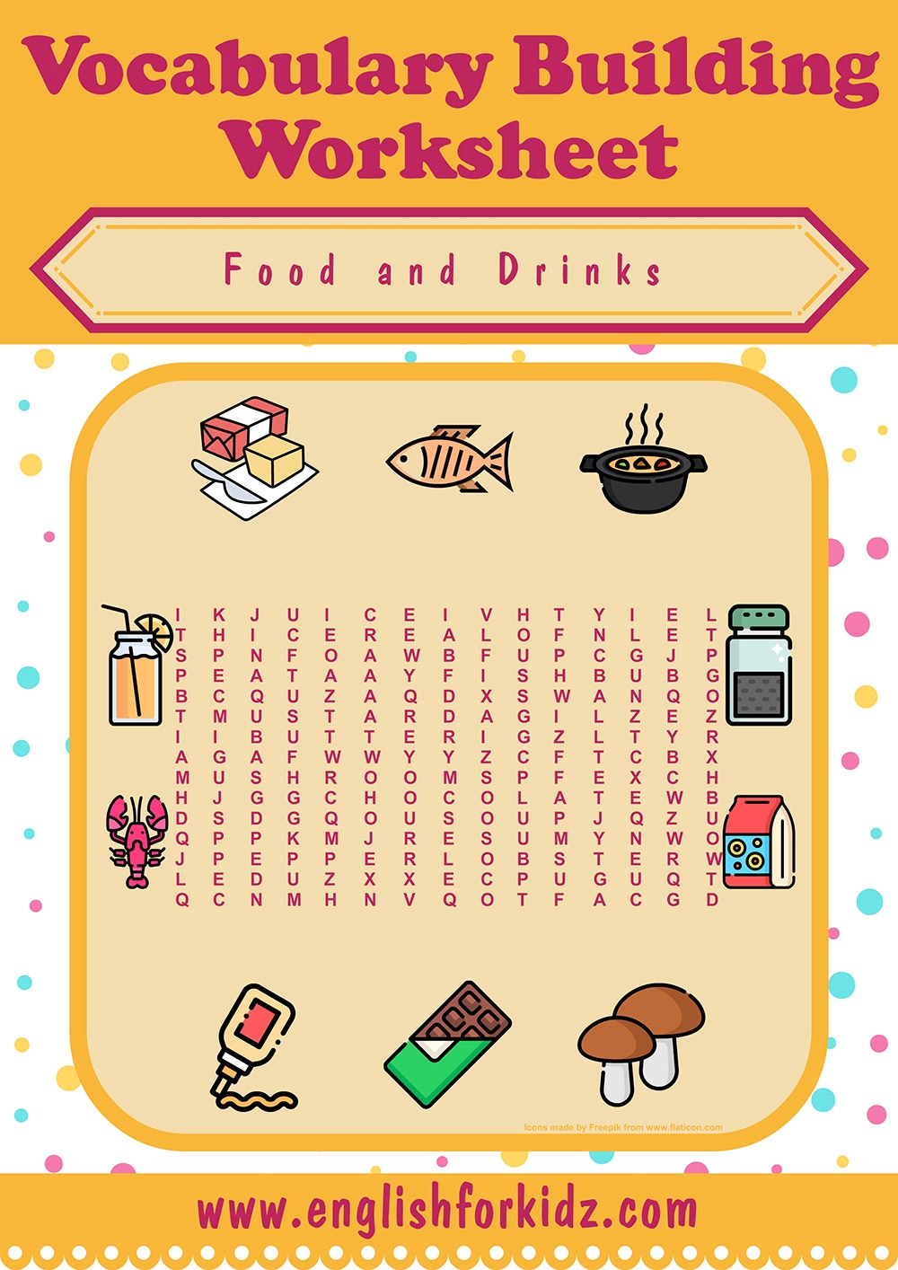 Printable Word Searches Food