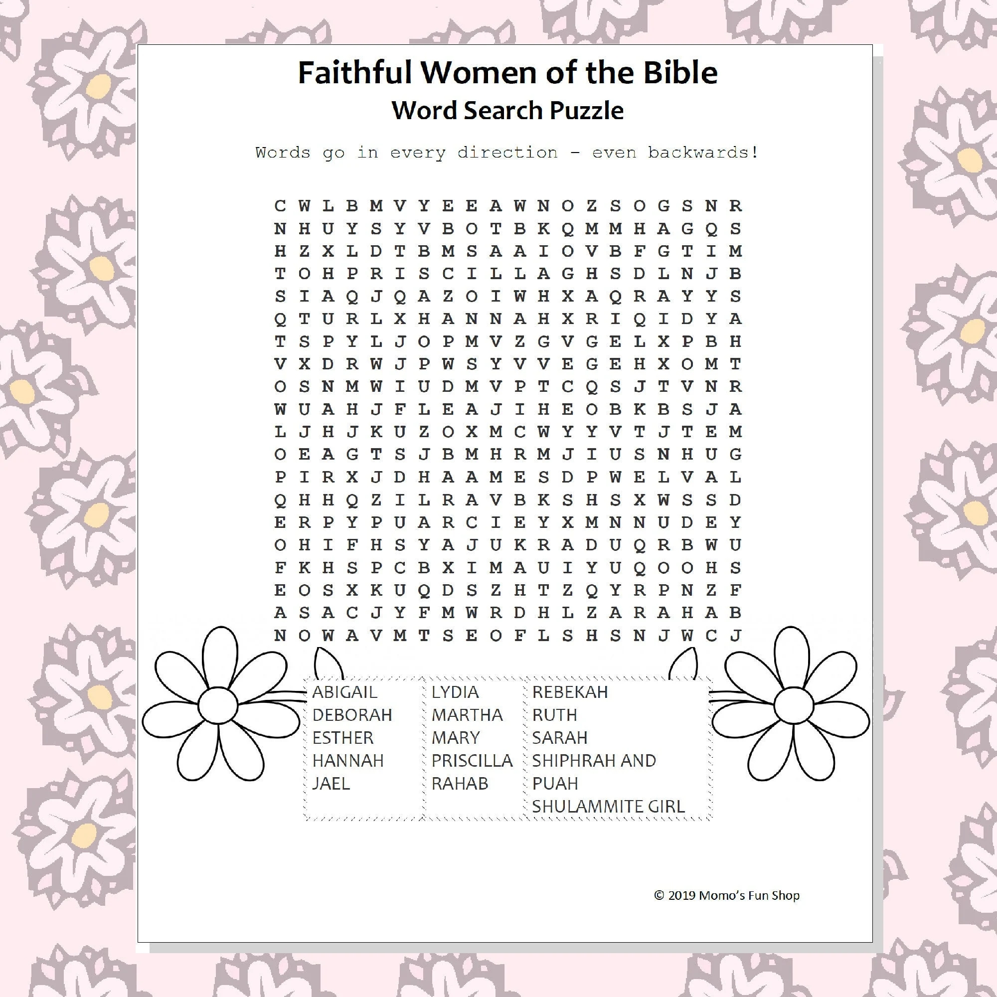 Bible Word Search Printable For Children