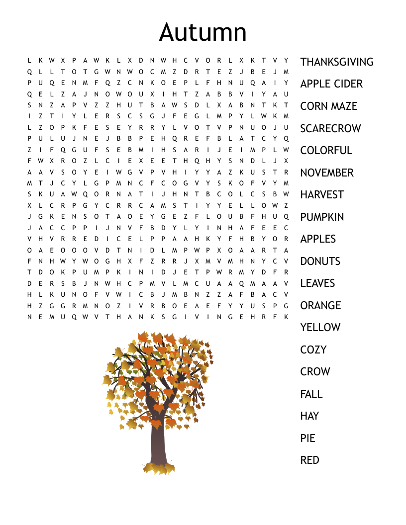 Autumn Themed Word Search