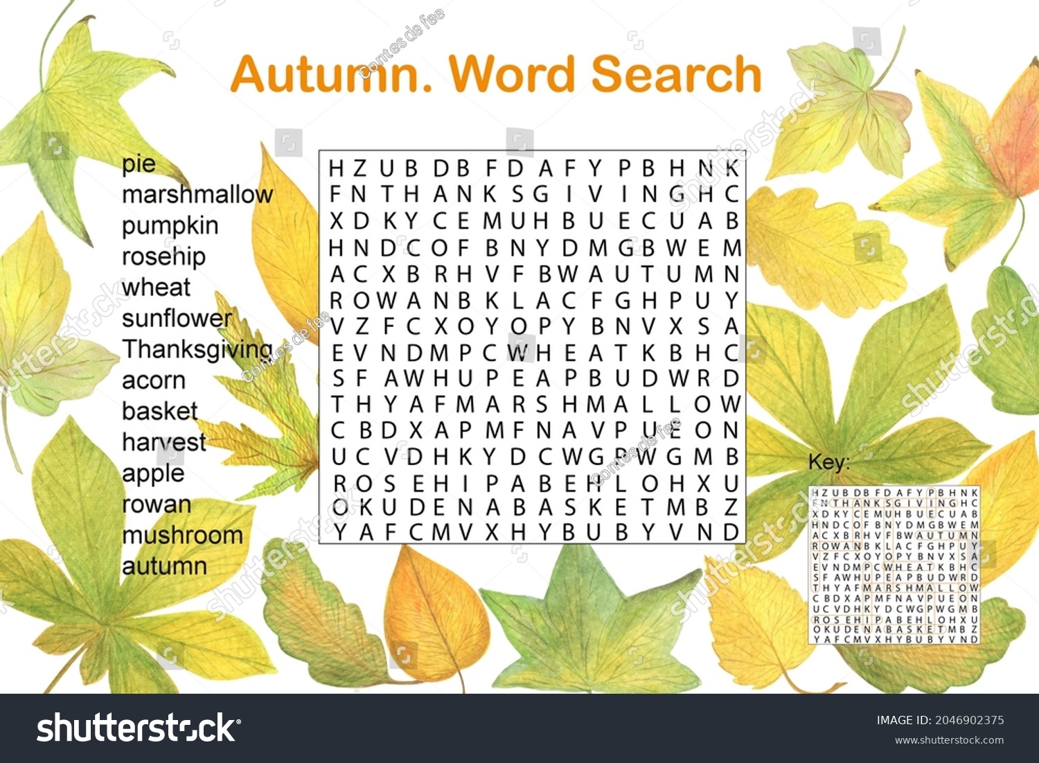 Fall Seasonal Crossword Word Search Puzzle Stock Illustration 2046902375 Shutterstock