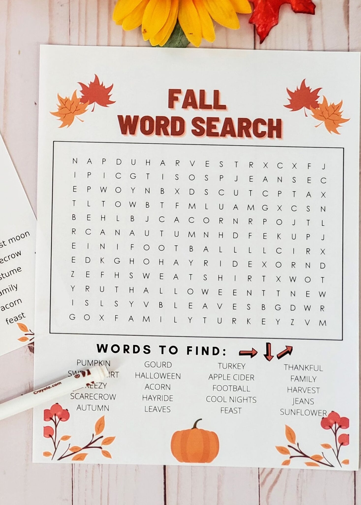 Easy Free Printable Word Search