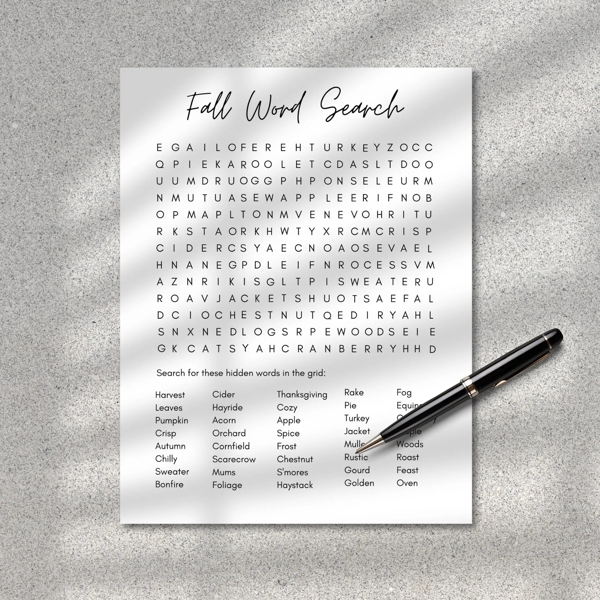 Fall Word Search Printable PDF JPG 8 5 X 11 Inch Autumn Activity For Adults Self care Office Games And Party Icebreaker Etsy