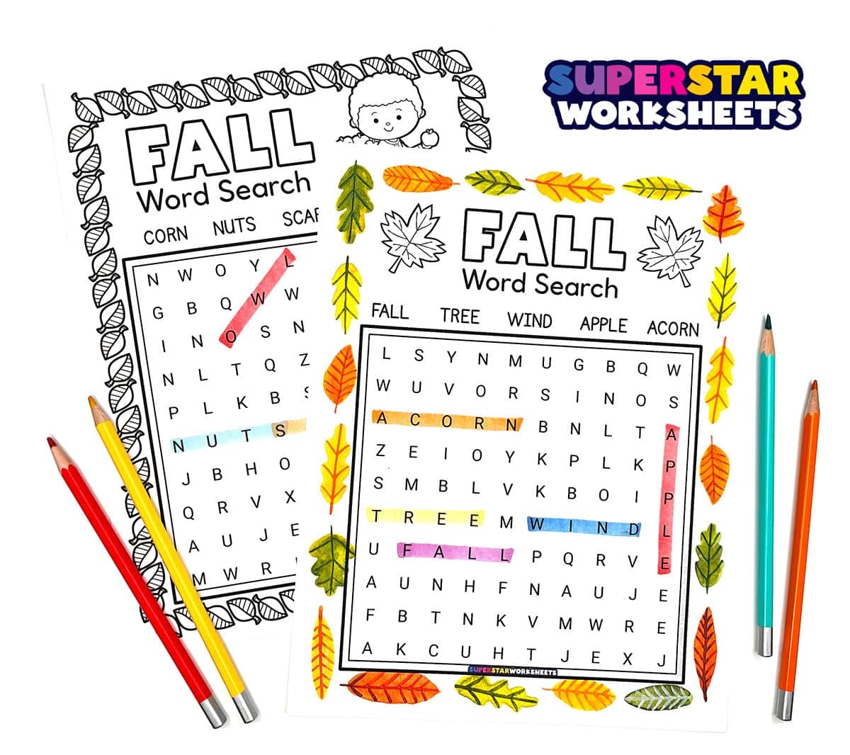 Fall Word Search Puzzles Superstar Worksheets