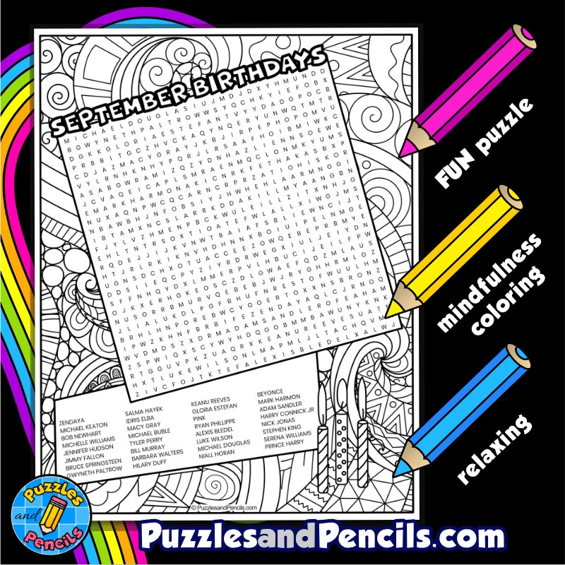 Free Printable September Word Search Puzzles