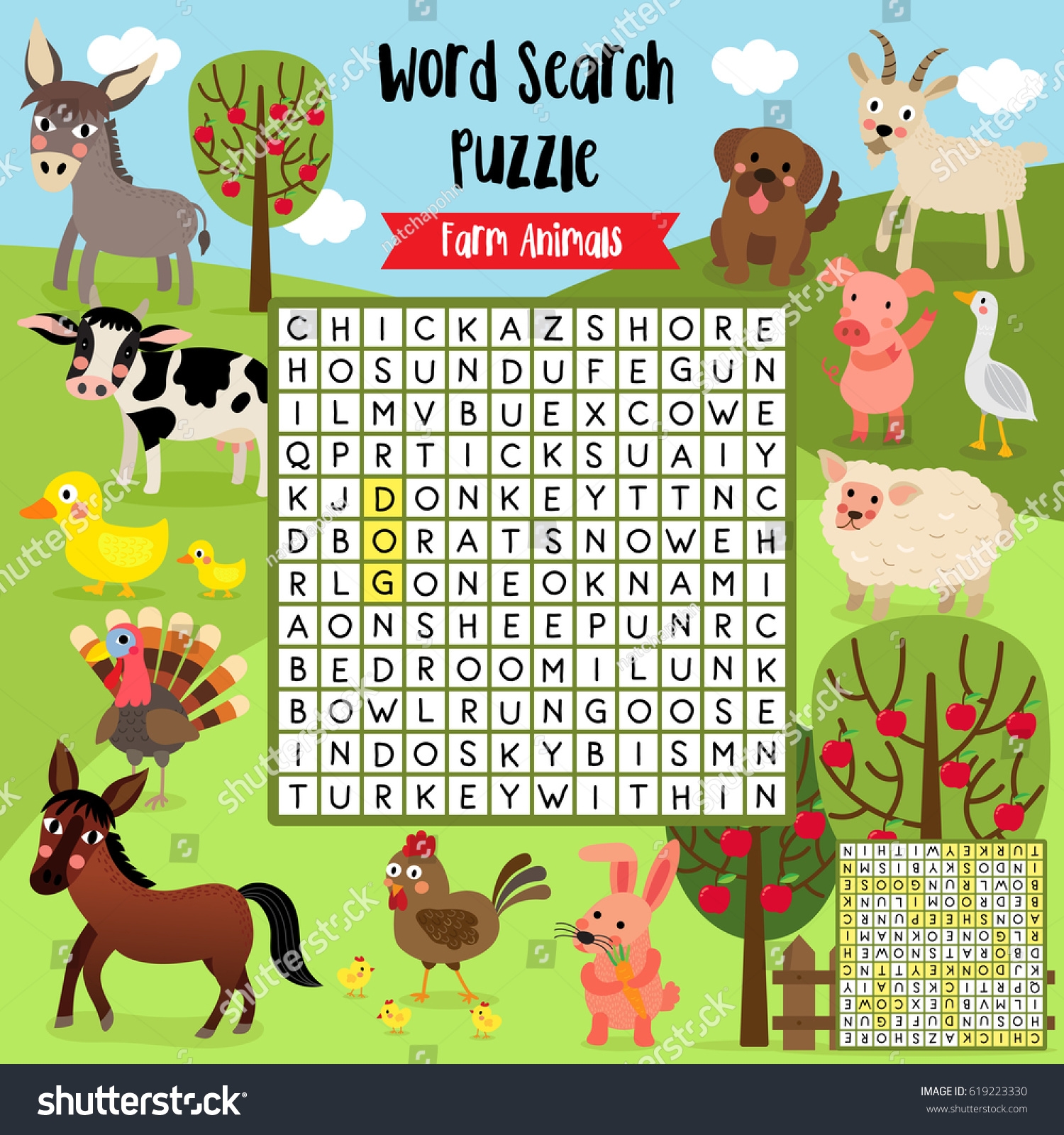FARM ANIMALS Word Search Authorized Printable Games