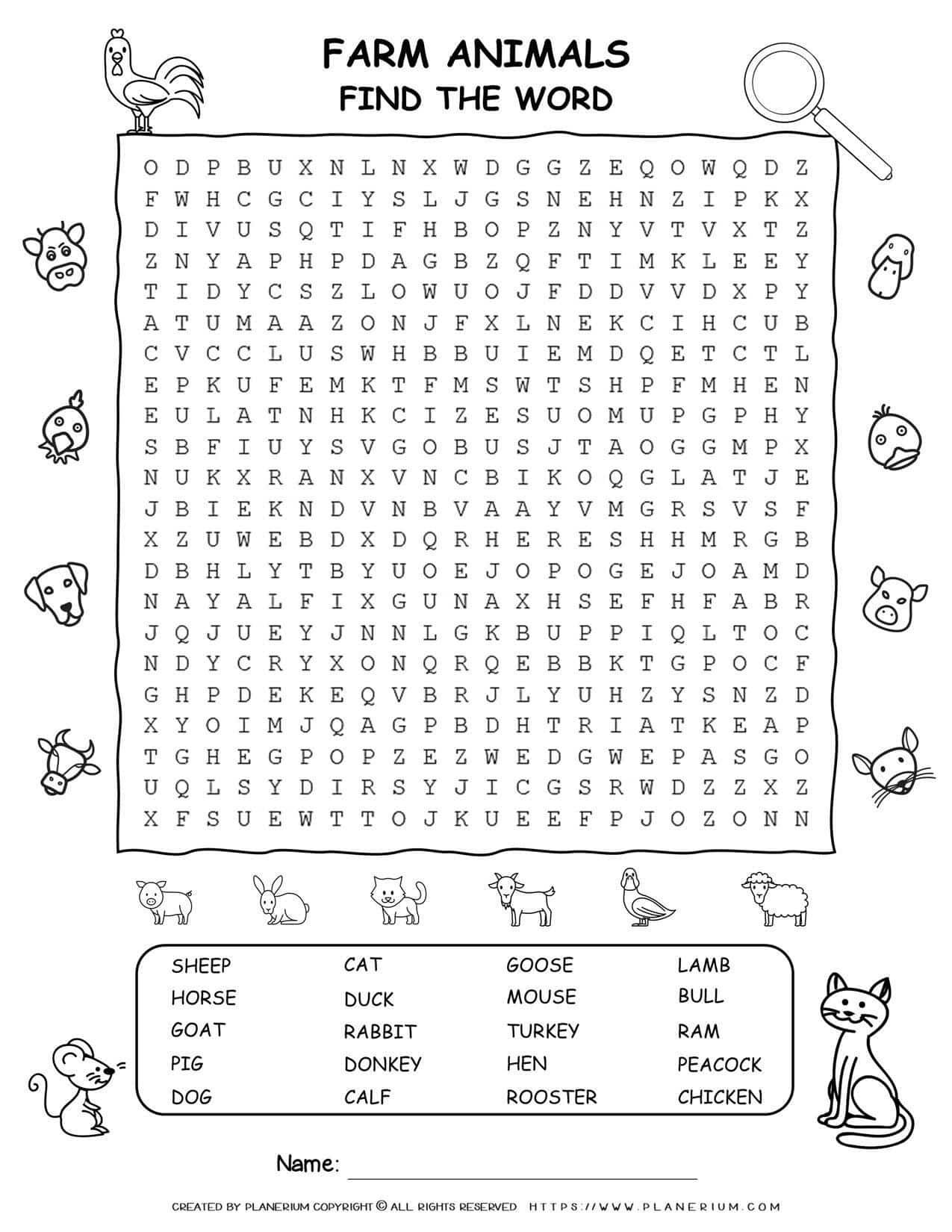 Printable Animal Word Search