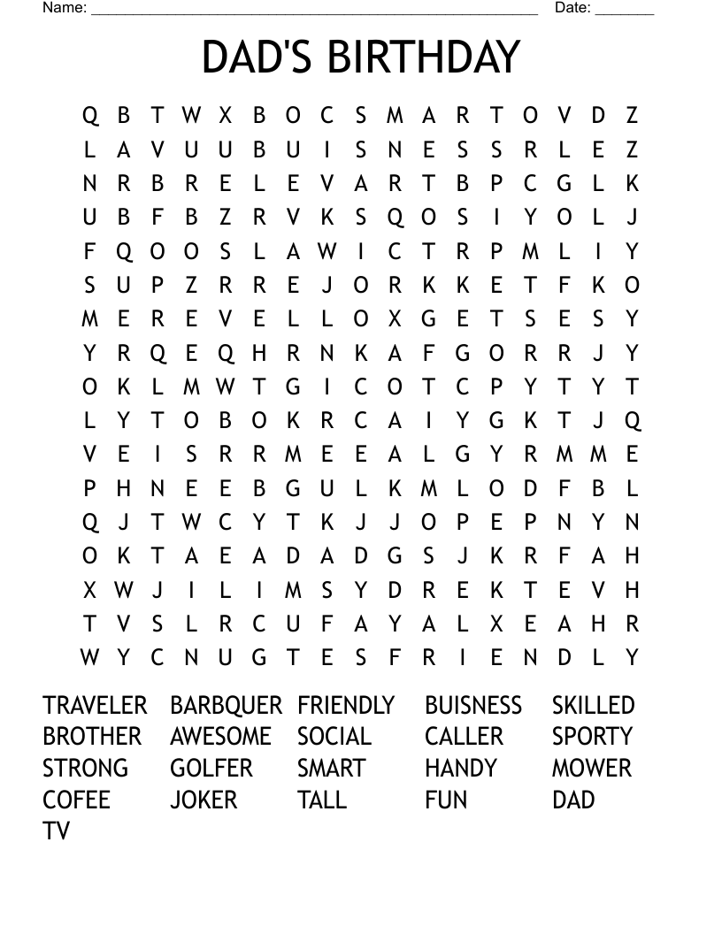 Father s Day Word Search WordMint