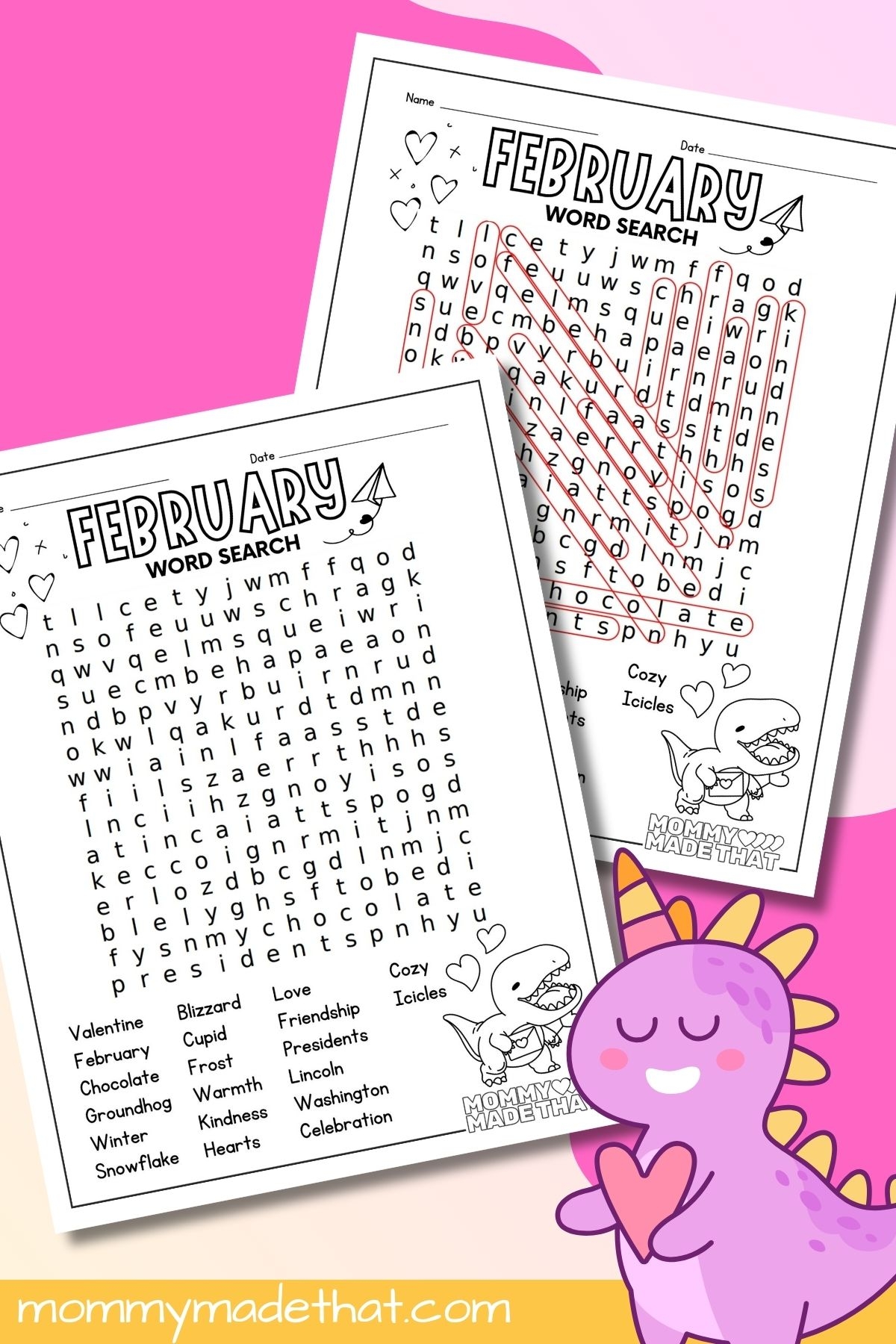 February Word Search Free Printable 