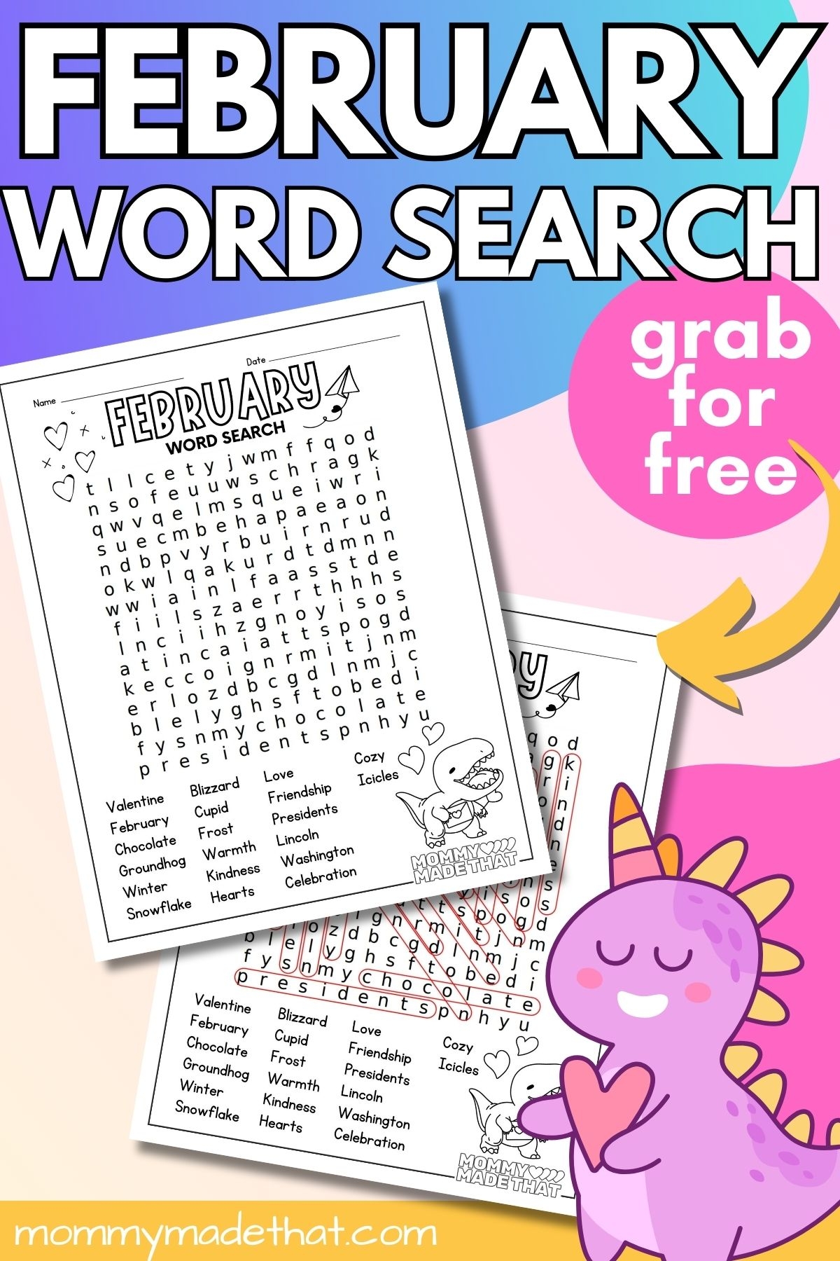 February Word Search Free Printable 