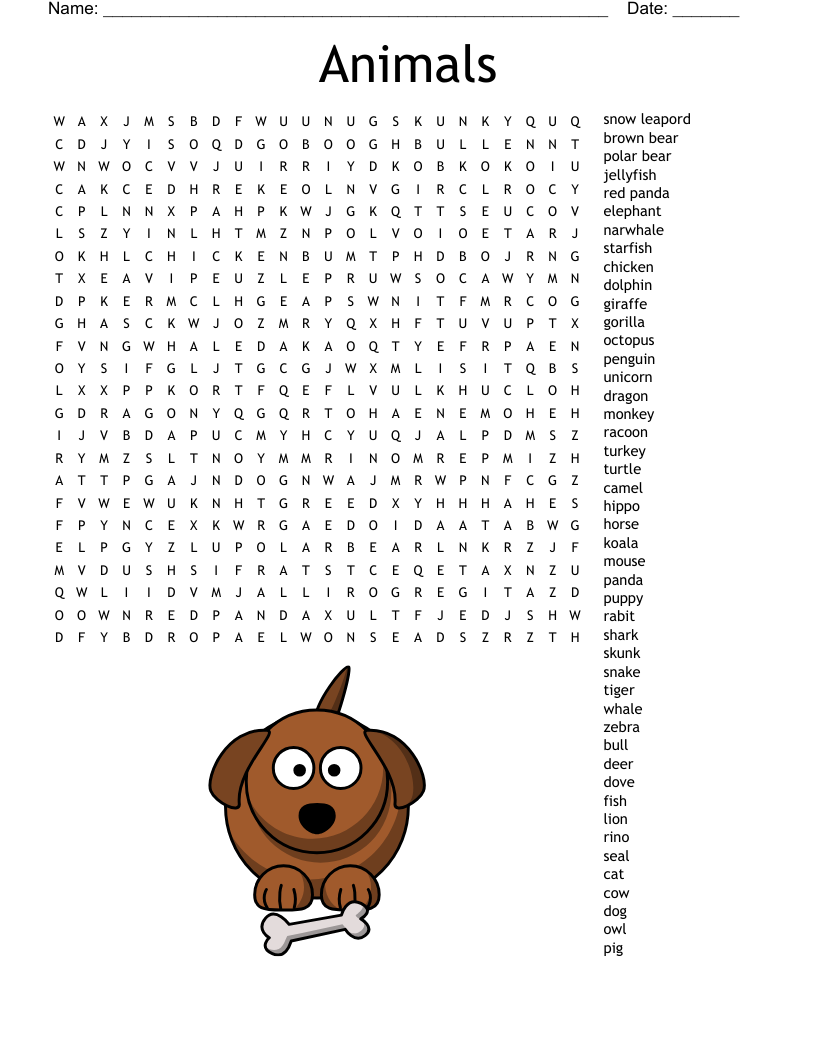 Find All 10 The Pets Word Search WordMint Find All 10 The Pets Word Search WordMint