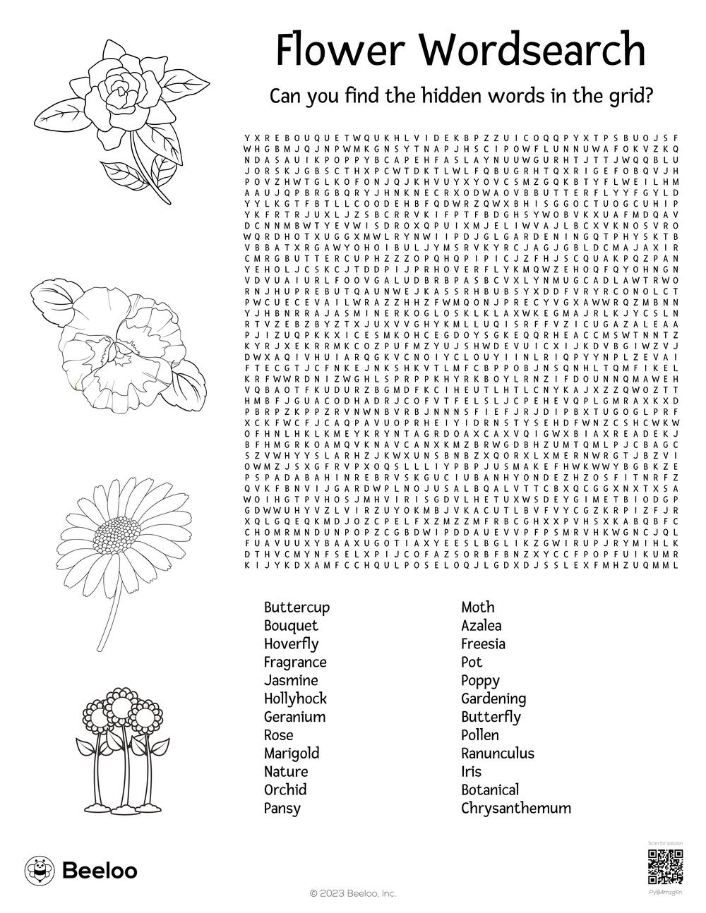 Flower Wordsearch Beeloo Printable Crafts And Activities For Kids