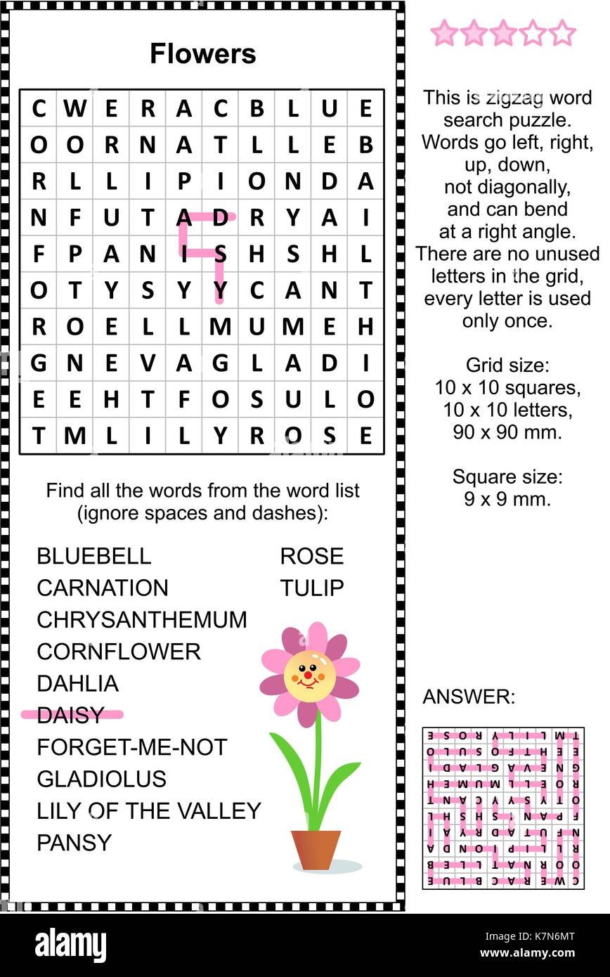 Printable Flower Word Search Puzzle