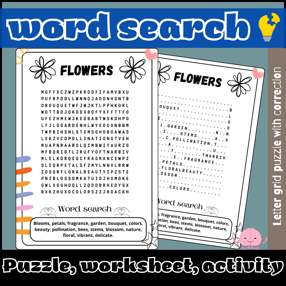 Flowers Word Search Puzzle Worksheet Activity Made By Teachers