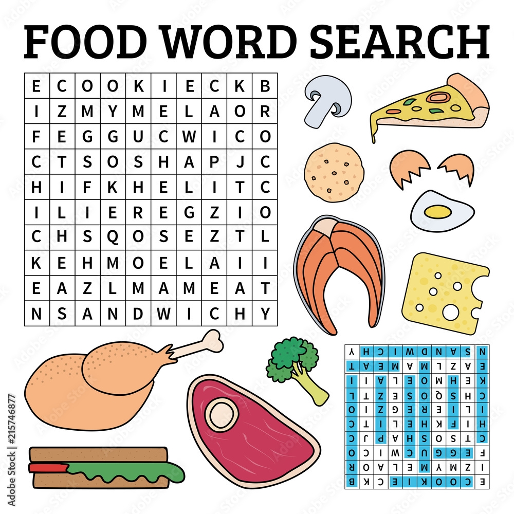 Food Word Search Game For Kids Stock Vector Adobe Stock