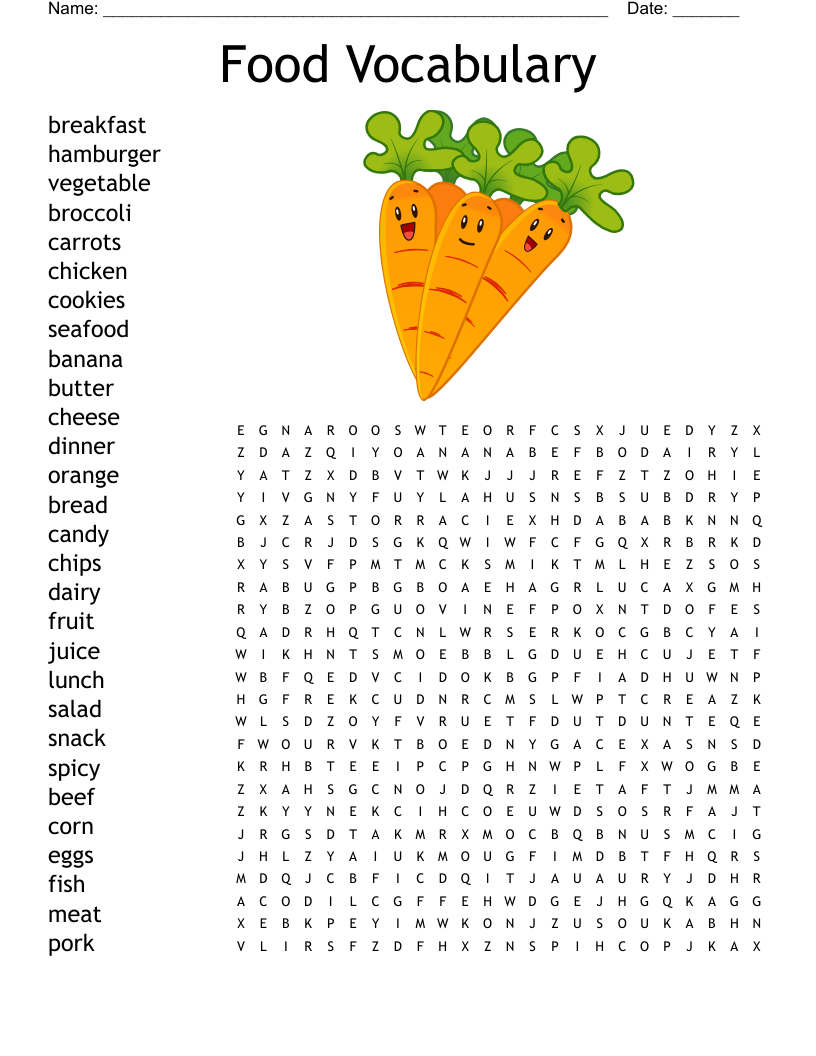 Food Word Search WordMint