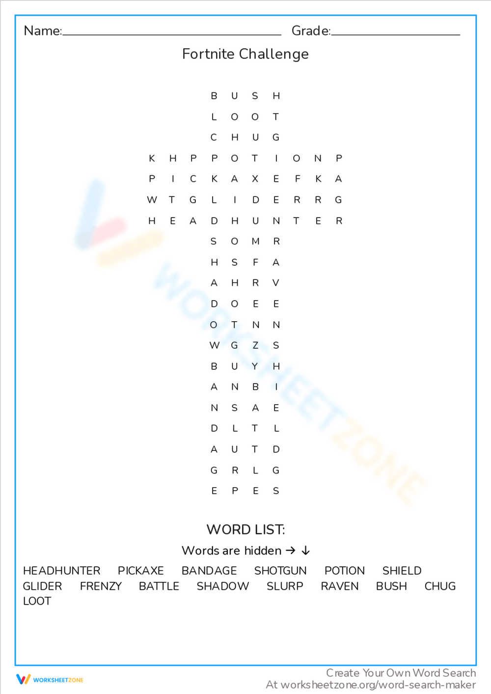 Fortnite Word Search