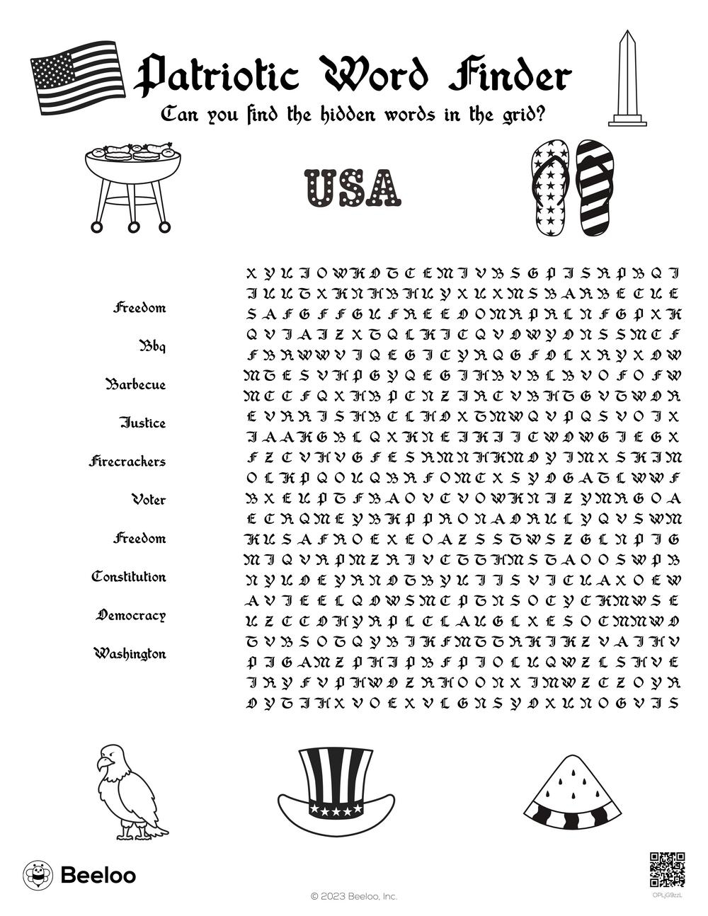 Fourth Of July themed Word Searches Beeloo Printable Crafts And Activities For Kids