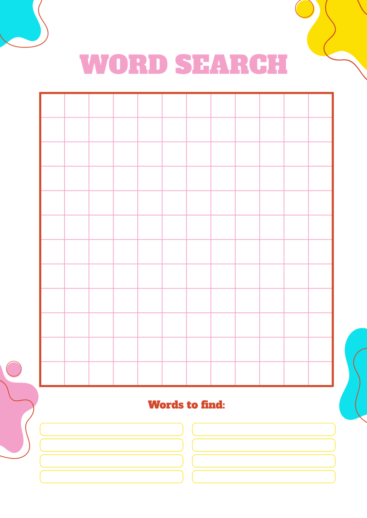Free Blank Word Search Template To Edit Online