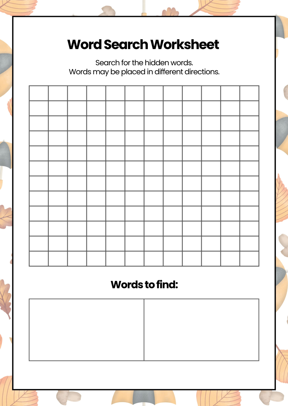 Free Blank Word Search Template To Edit Online