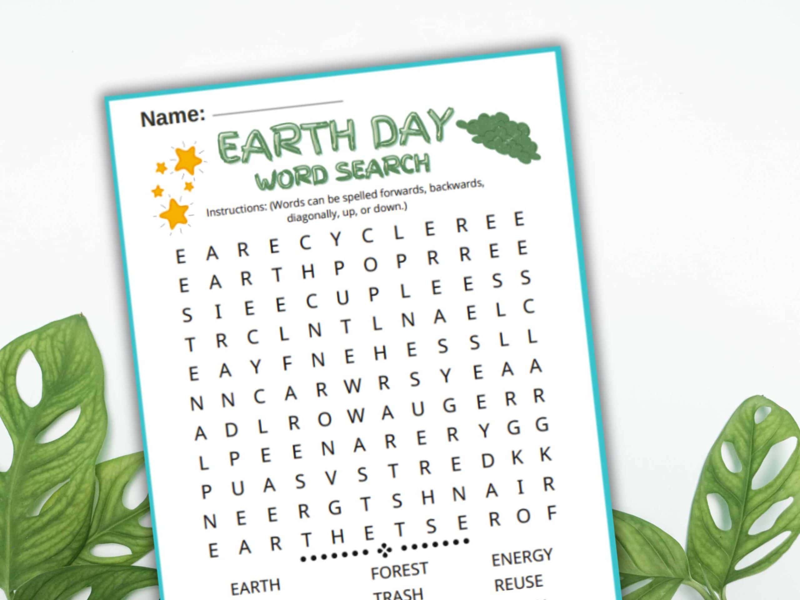 Earth Day Word Search Printable