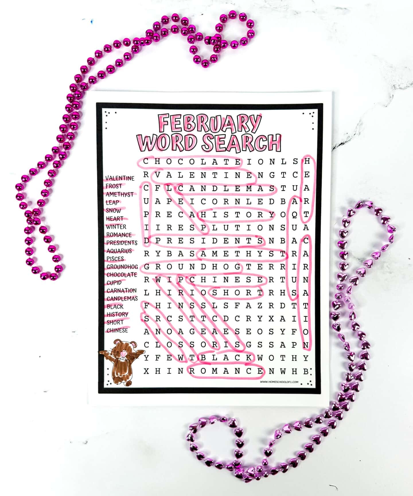 February Word Search Puzzles Free Printable