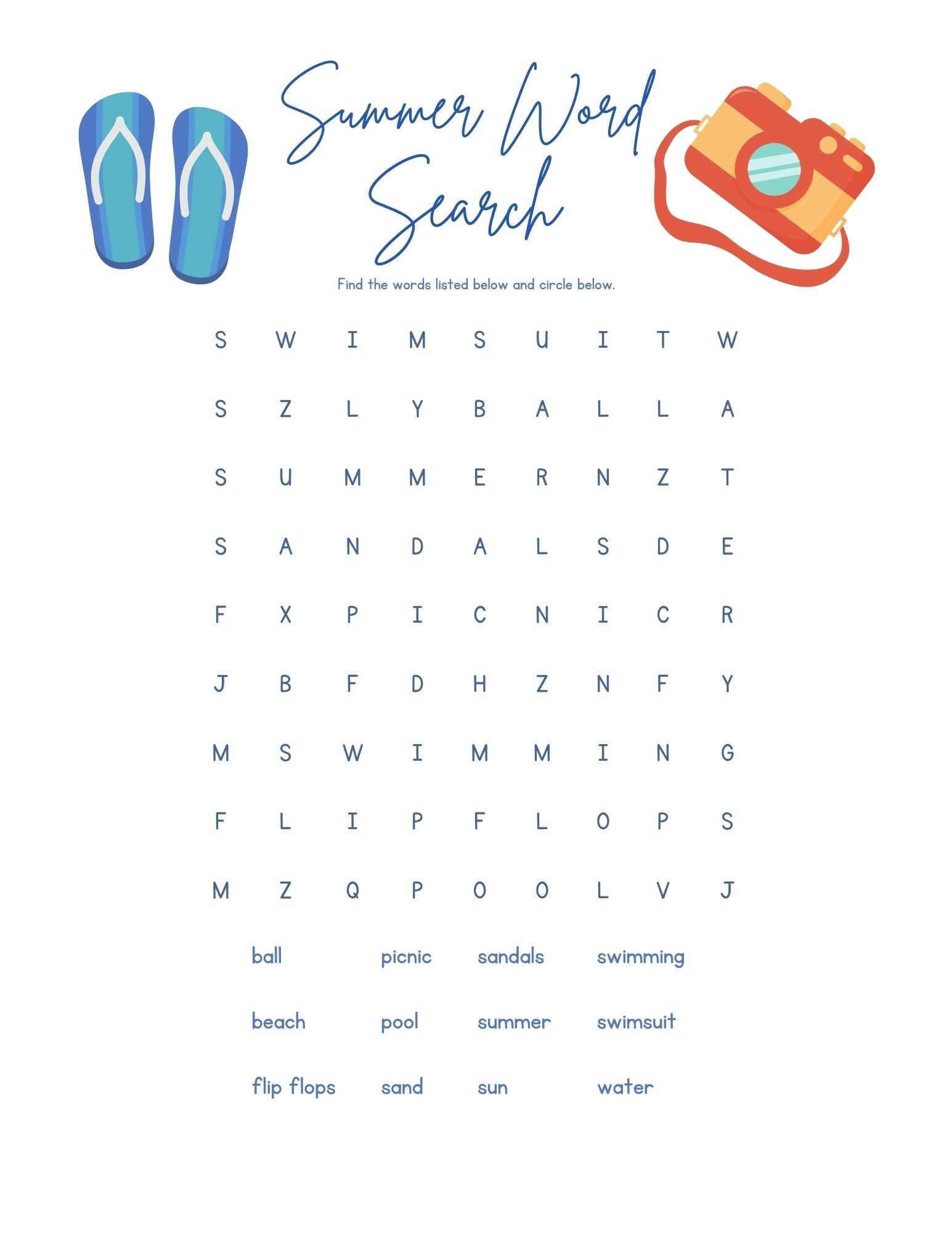 Free Fun And Easy Summer Word Search Printables For Kids Xoxoerinsmith
