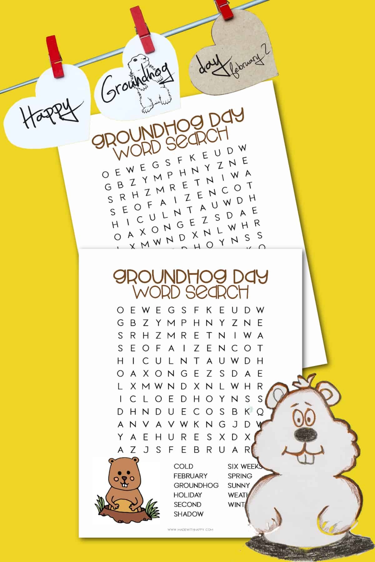 FREE Groundhog Day Word Search Printable Made With HAPPY