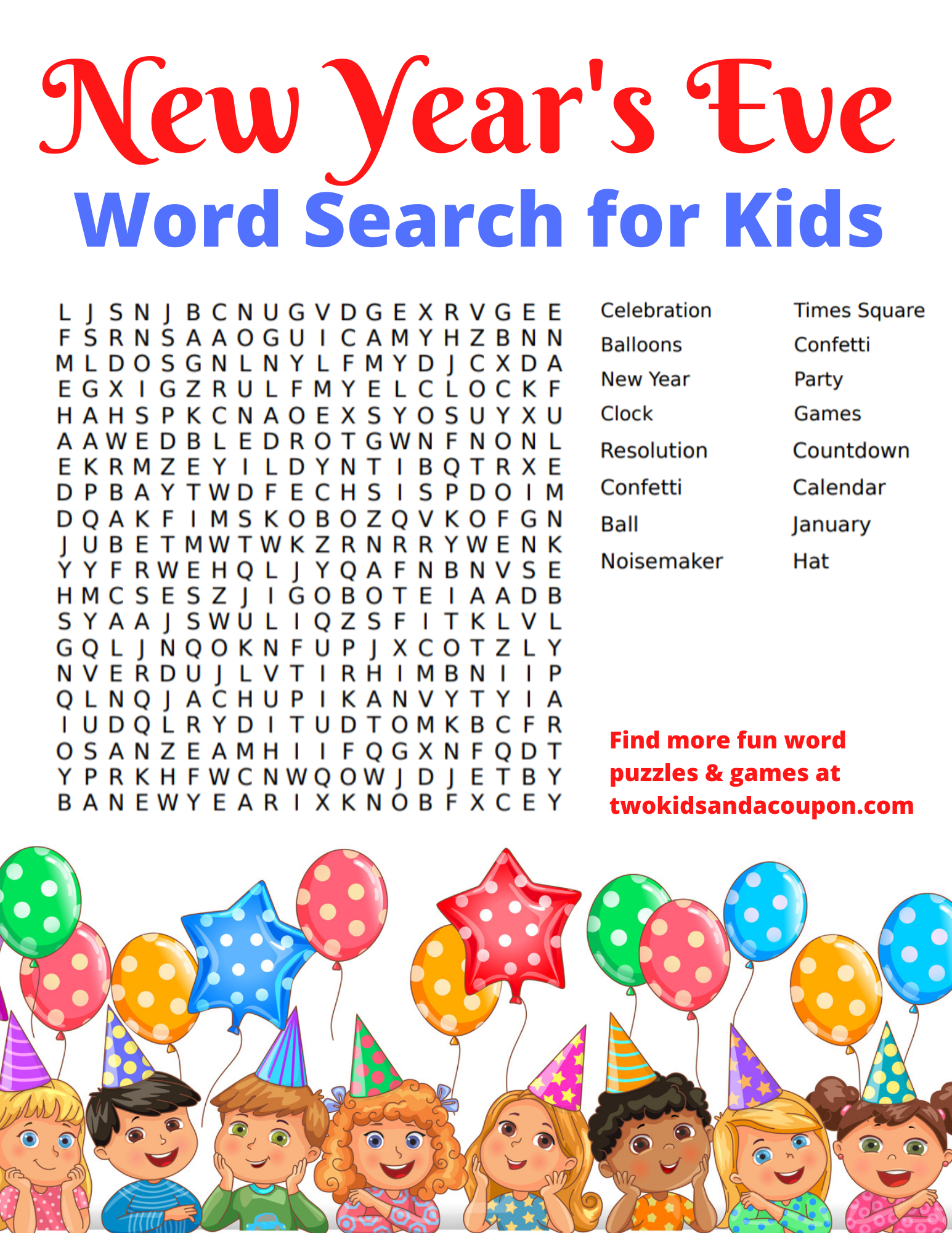 New Year Word Search Printable New Year Word Search Printable