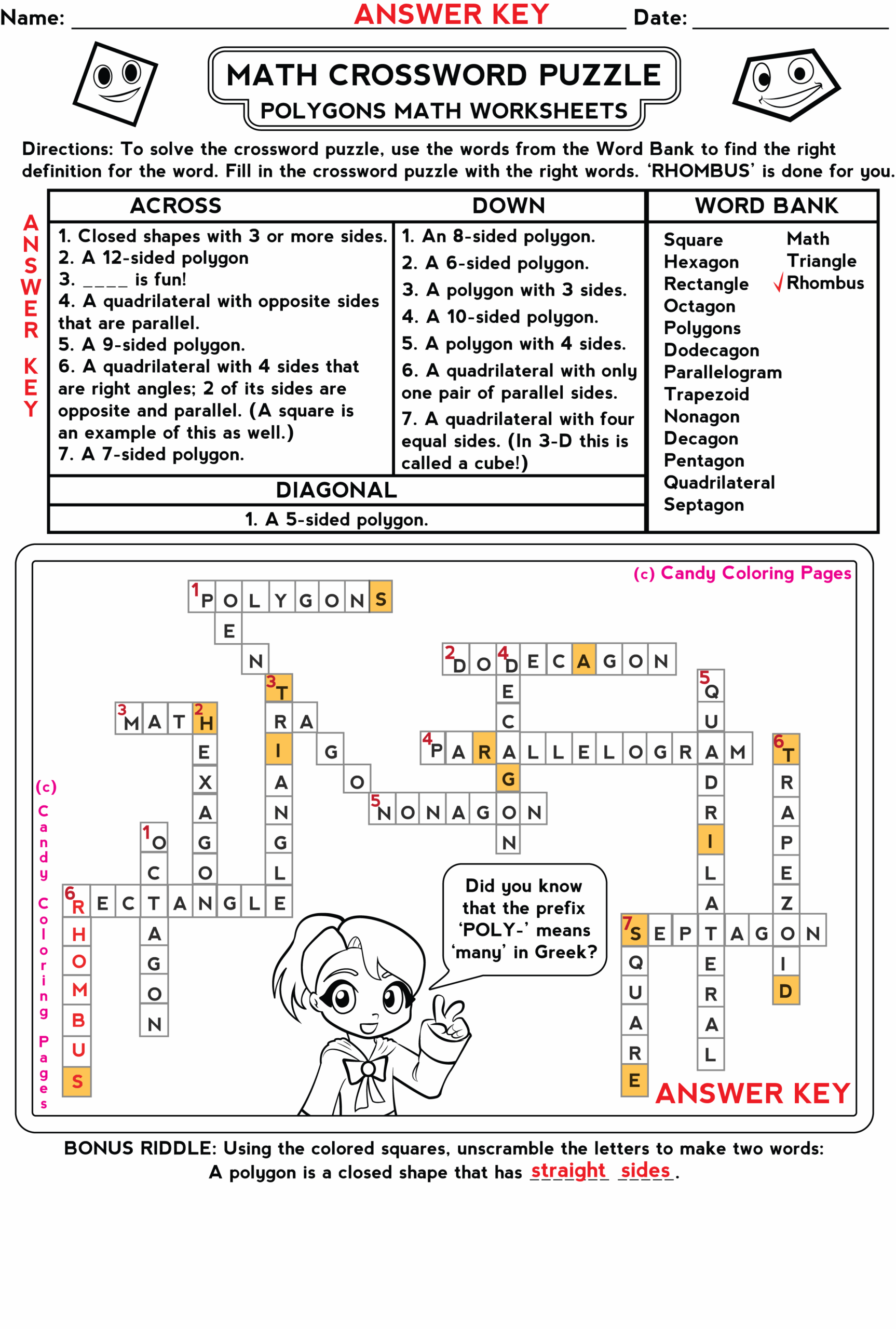 Free Math Games And Math Worksheets Free Crossword Puzzles Worksheets Library