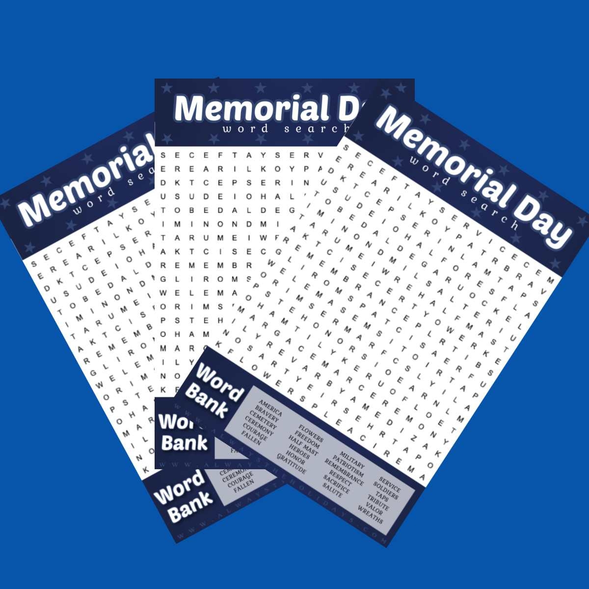Memorial Day Word Search For Kids
