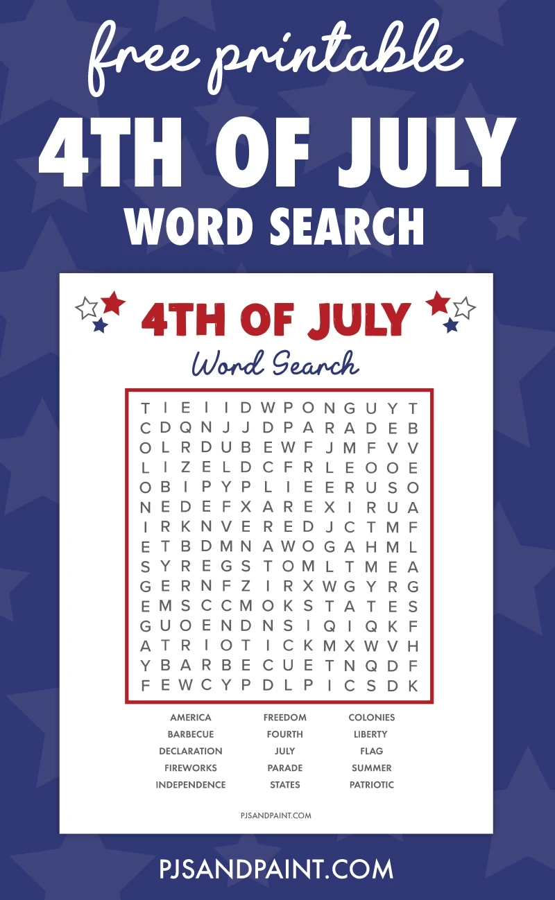 Word Search 4th Of July Theme