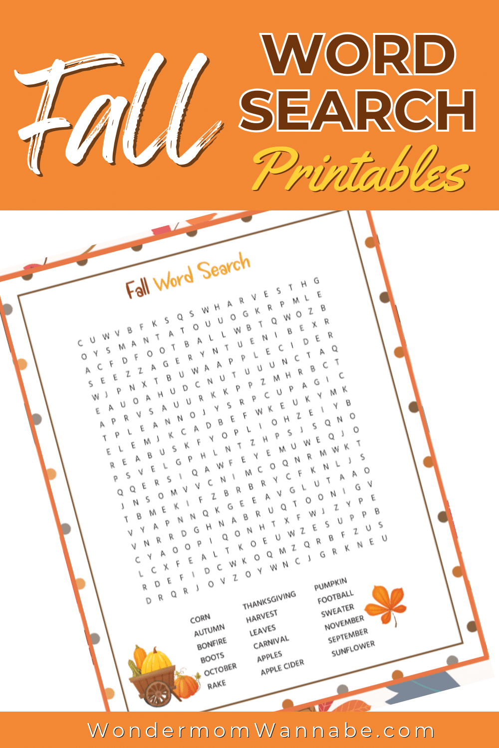 Free Printable Fall Word Search With Answer Key