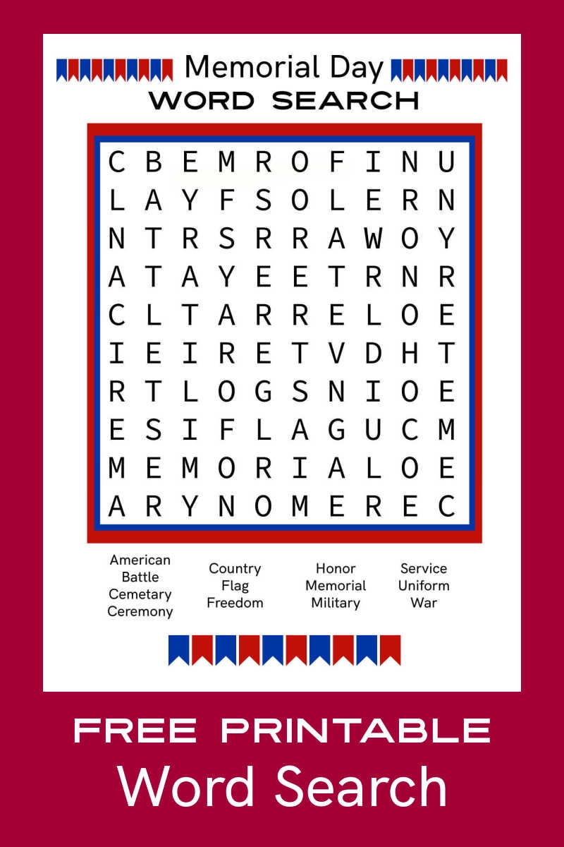 Free Printable Memorial Day Word Search Mama Likes This