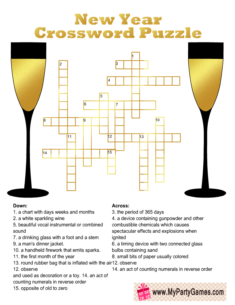 New Year Cross Word Search Printable