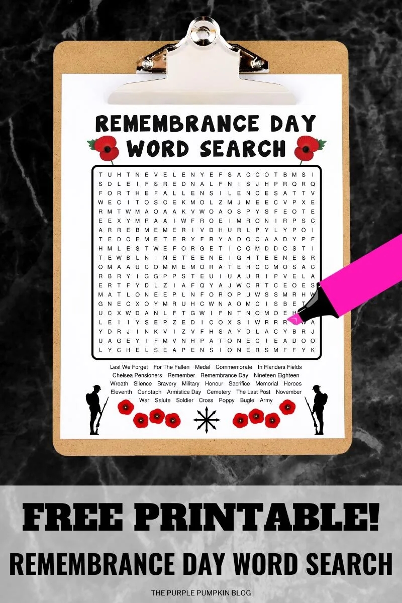 Free Printable Remembrance Day Word Searches Poppy Day 