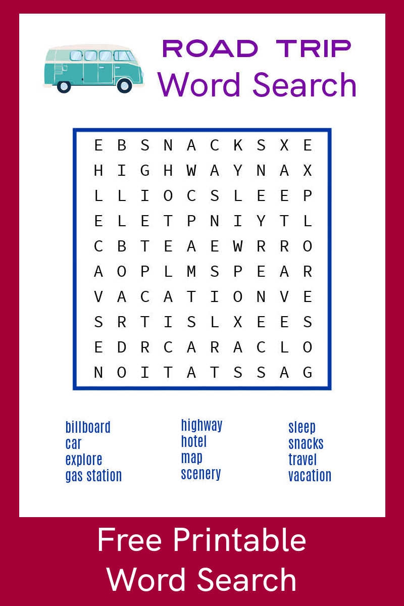 Free Printable Road Trip Word Search Mama Likes This